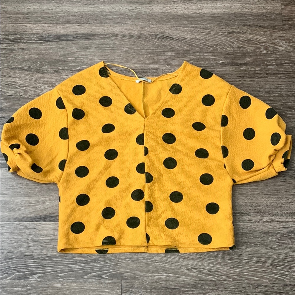 Zara Yellow Puff Sleeve Blouse with Boxy Fit